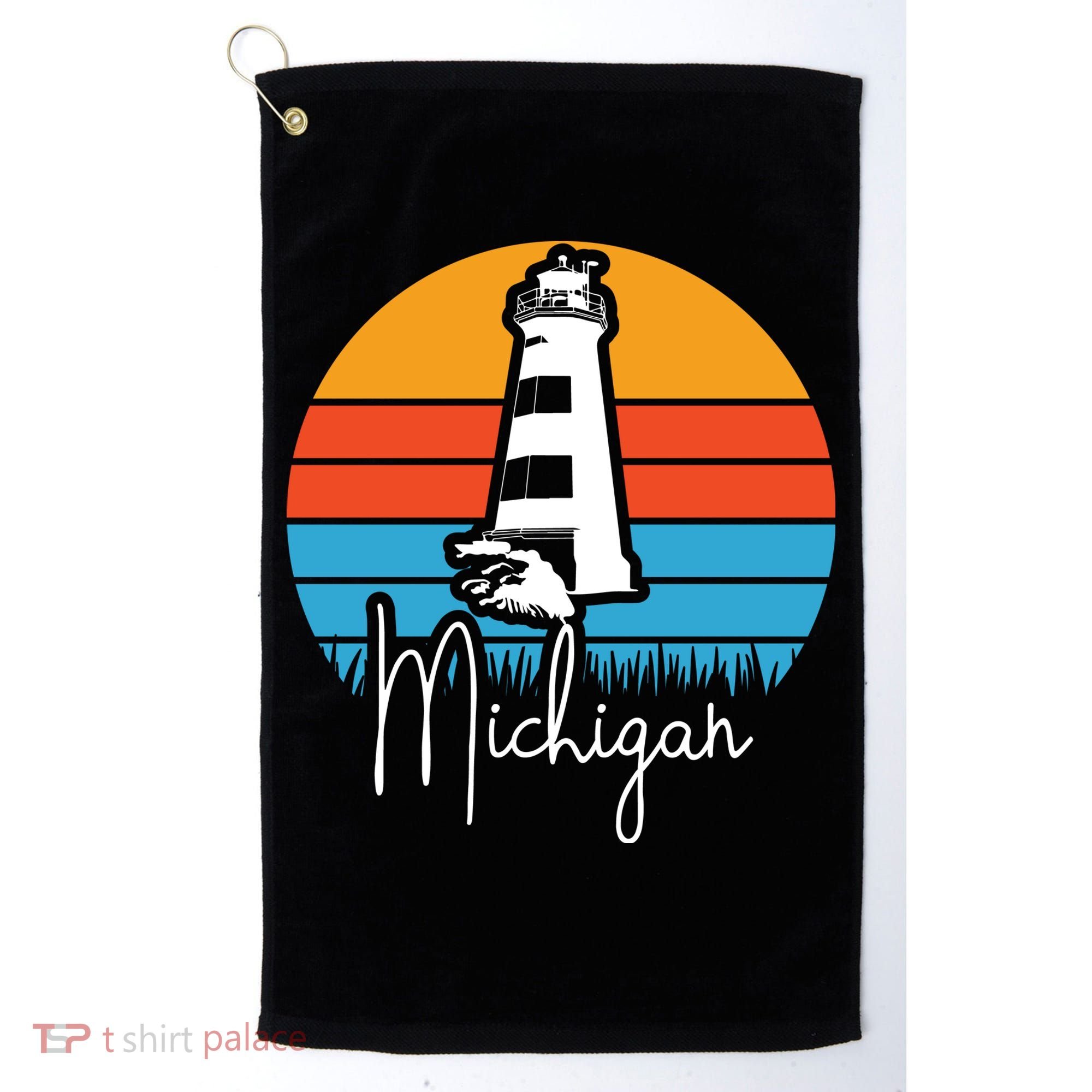 Michigan Great Lakes Lighthouse Beach Town Golf Towel