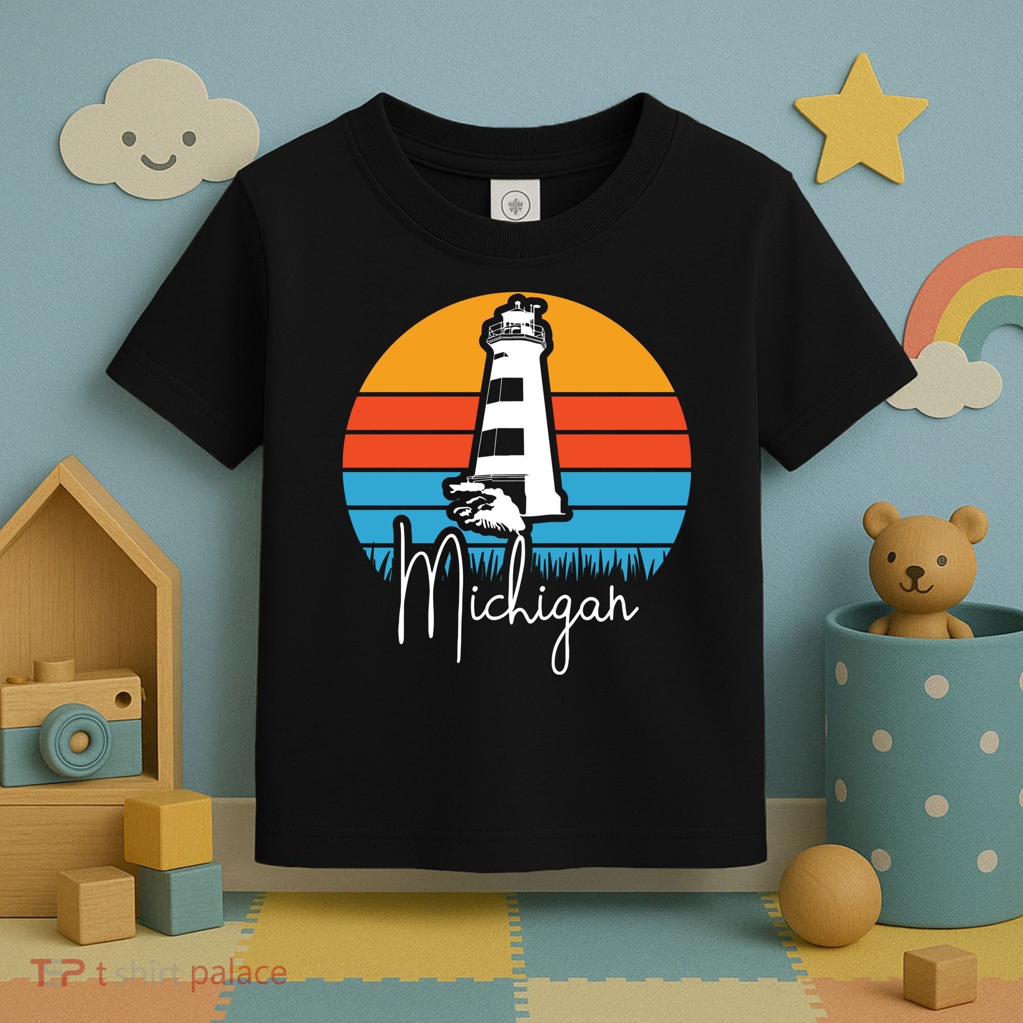 Michigan Great Lakes Lighthouse Beach Town Toddler T-Shirt