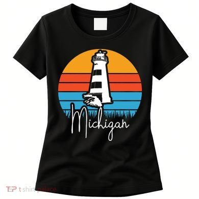 Michigan Great Lakes Lighthouse Beach Town Women's T-Shirt