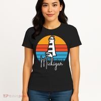 Michigan Great Lakes Lighthouse Beach Town Women's T-Shirt thumb 4