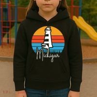 Michigan Great Lakes Lighthouse Beach Town Kids Hoodie thumb 3