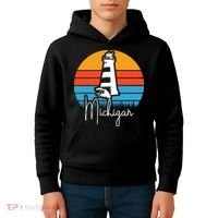Michigan Great Lakes Lighthouse Beach Town Kids Hoodie thumb 4