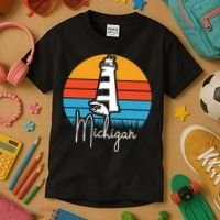 Michigan Great Lakes Lighthouse Beach Town Kids T-Shirt thumb 3