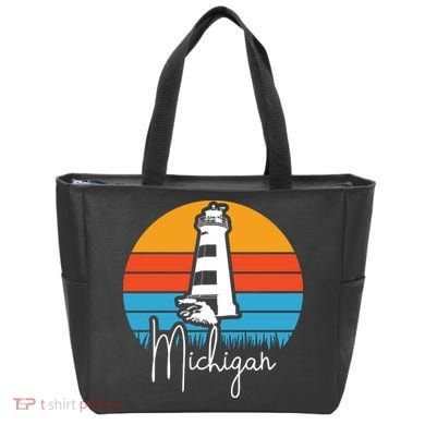 Michigan Great Lakes Lighthouse Beach Town Tote Bag
