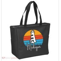 Michigan Great Lakes Lighthouse Beach Town Tote Bag thumb 2