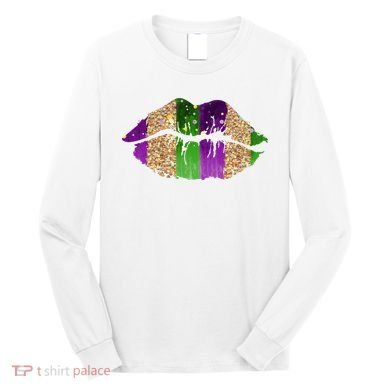 Mardi Gras Lips Celebration Long Sleeve Shirt