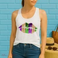 Mardi Gras Lips Celebration Women's Tank Top thumb 2