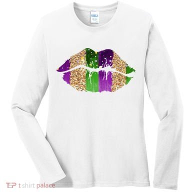 Mardi Gras Lips Celebration Women's Long Sleeve Shirt