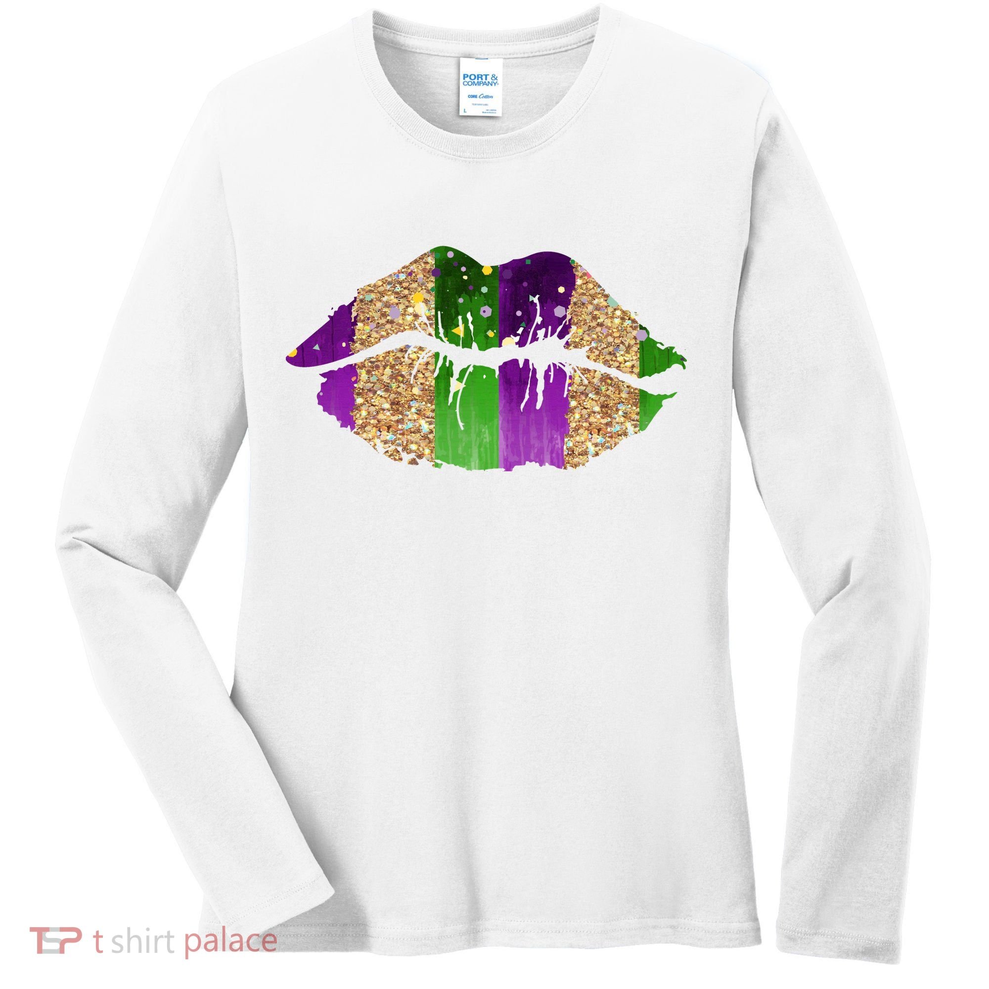 Mardi Gras Lips Celebration Women's Long Sleeve Shirt