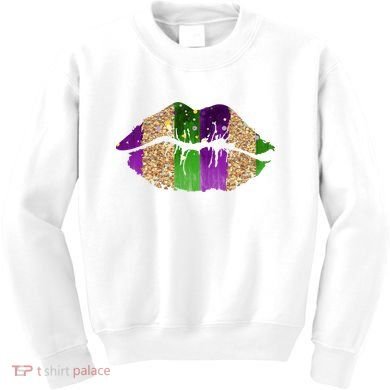 Mardi Gras Lips Celebration Kids Sweatshirt
