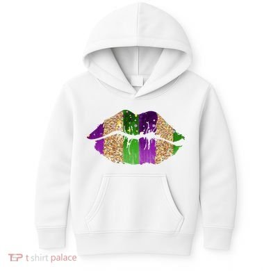 Mardi Gras Lips Celebration Kids Hoodie