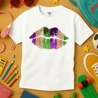 Mardi Gras Lips Celebration Kids T-Shirt thumb 3
