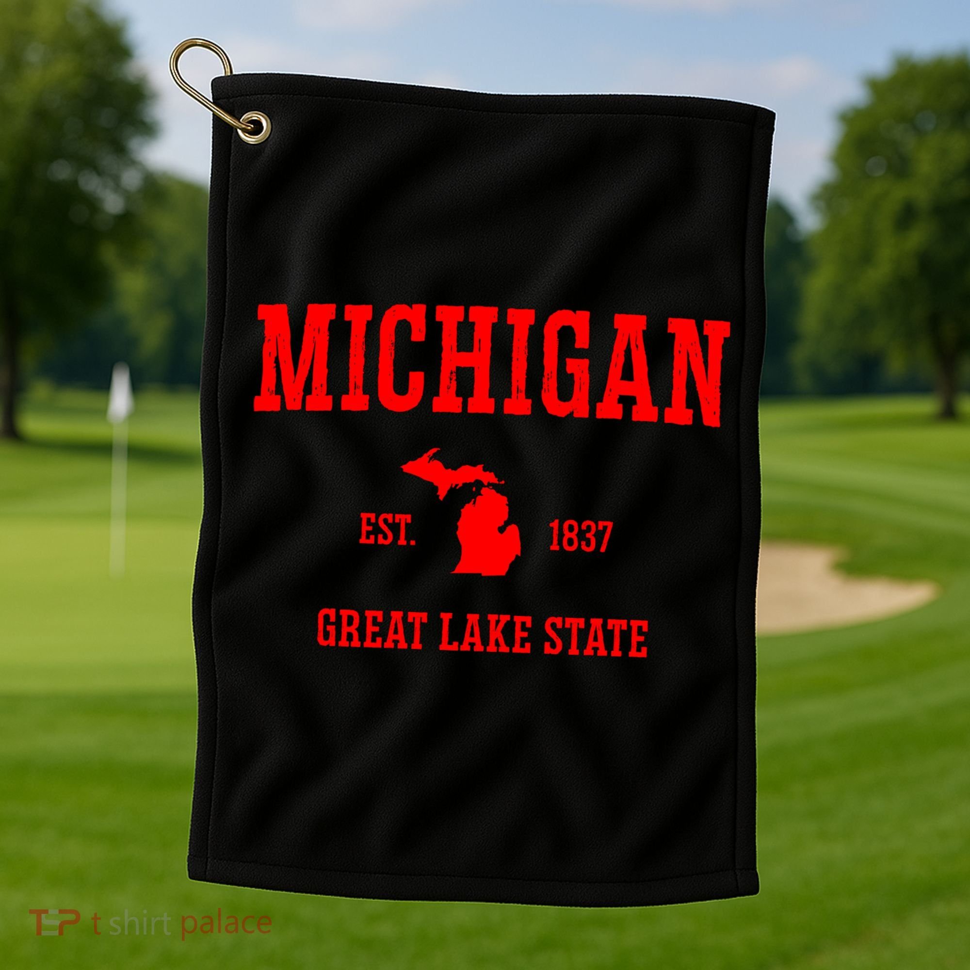 Michigan Great Lake State MI Est 1837 Golf Towel