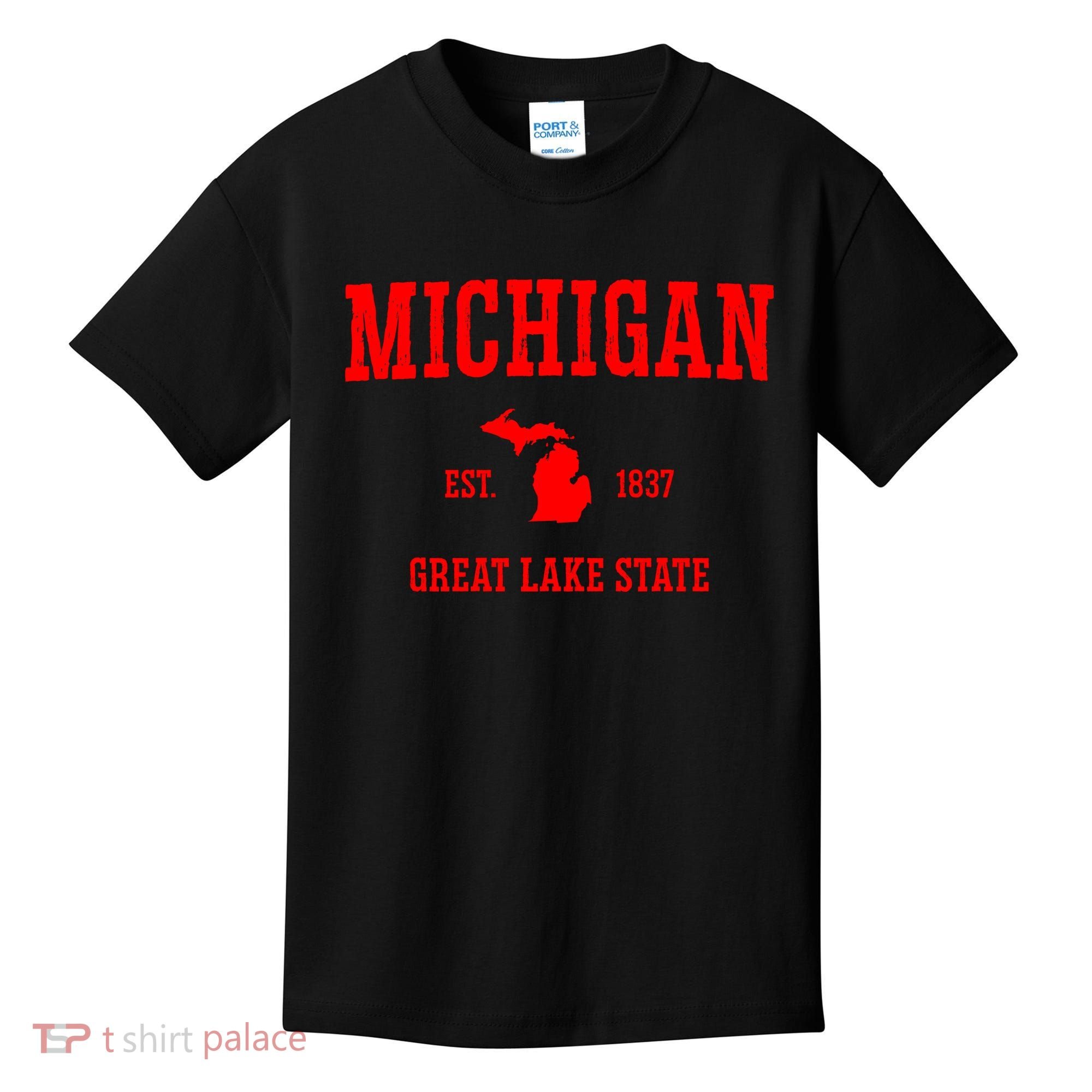 Michigan Great Lake State MI Est 1837 Kids T-Shirt