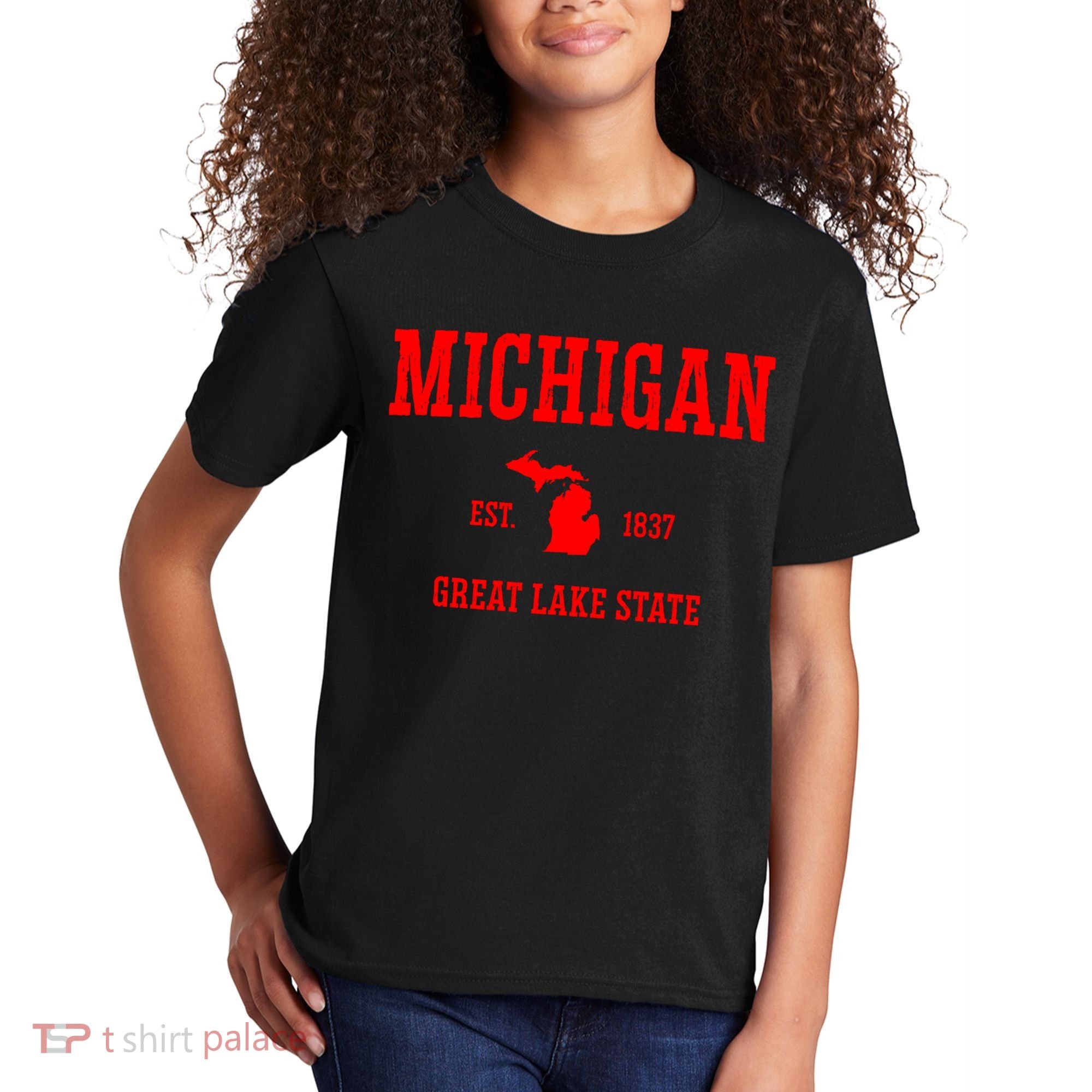Michigan Great Lake State MI Est 1837 Kids T-Shirt
