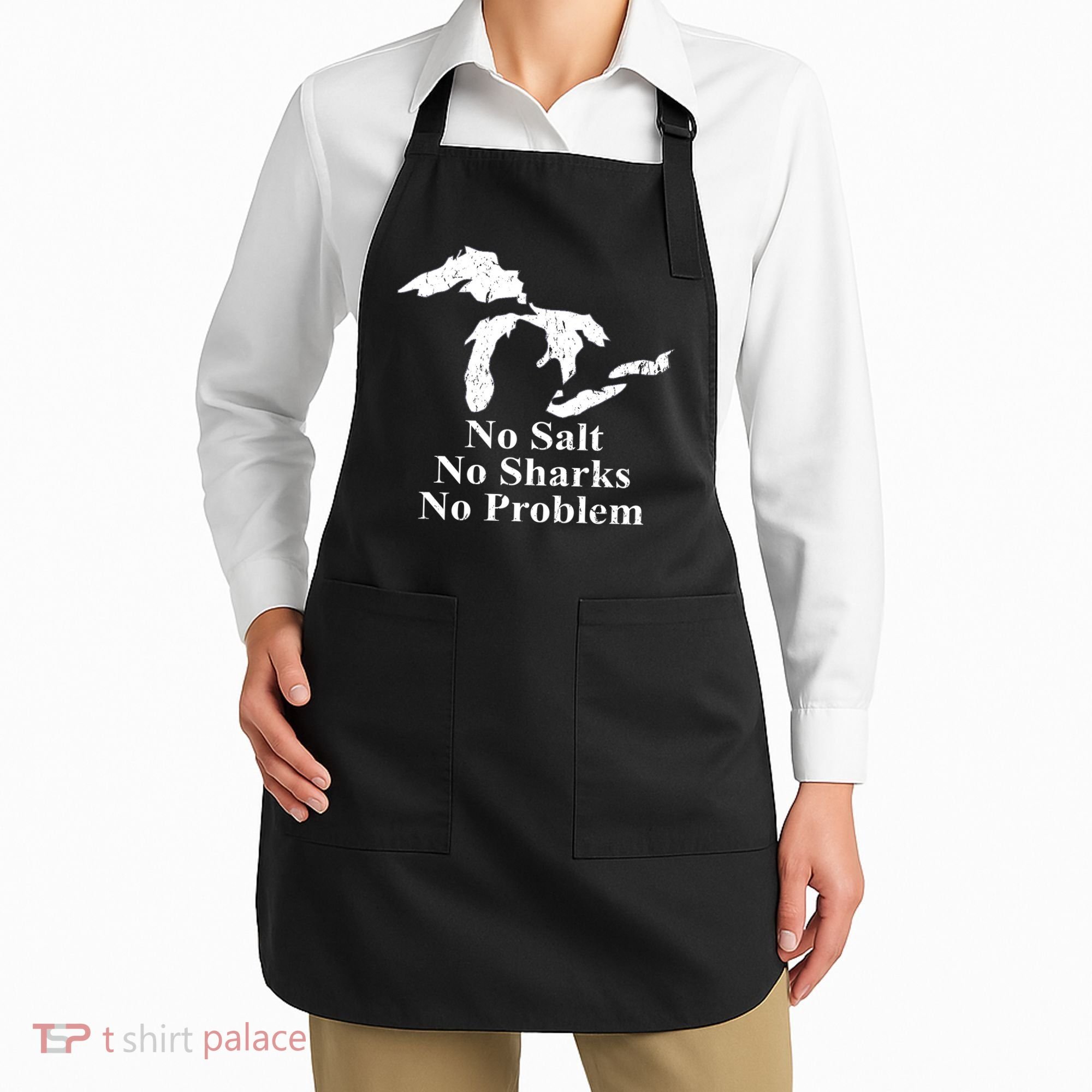 Michigan Great Lakes No Salt, No Sharks, No Problem Hoodie Apron