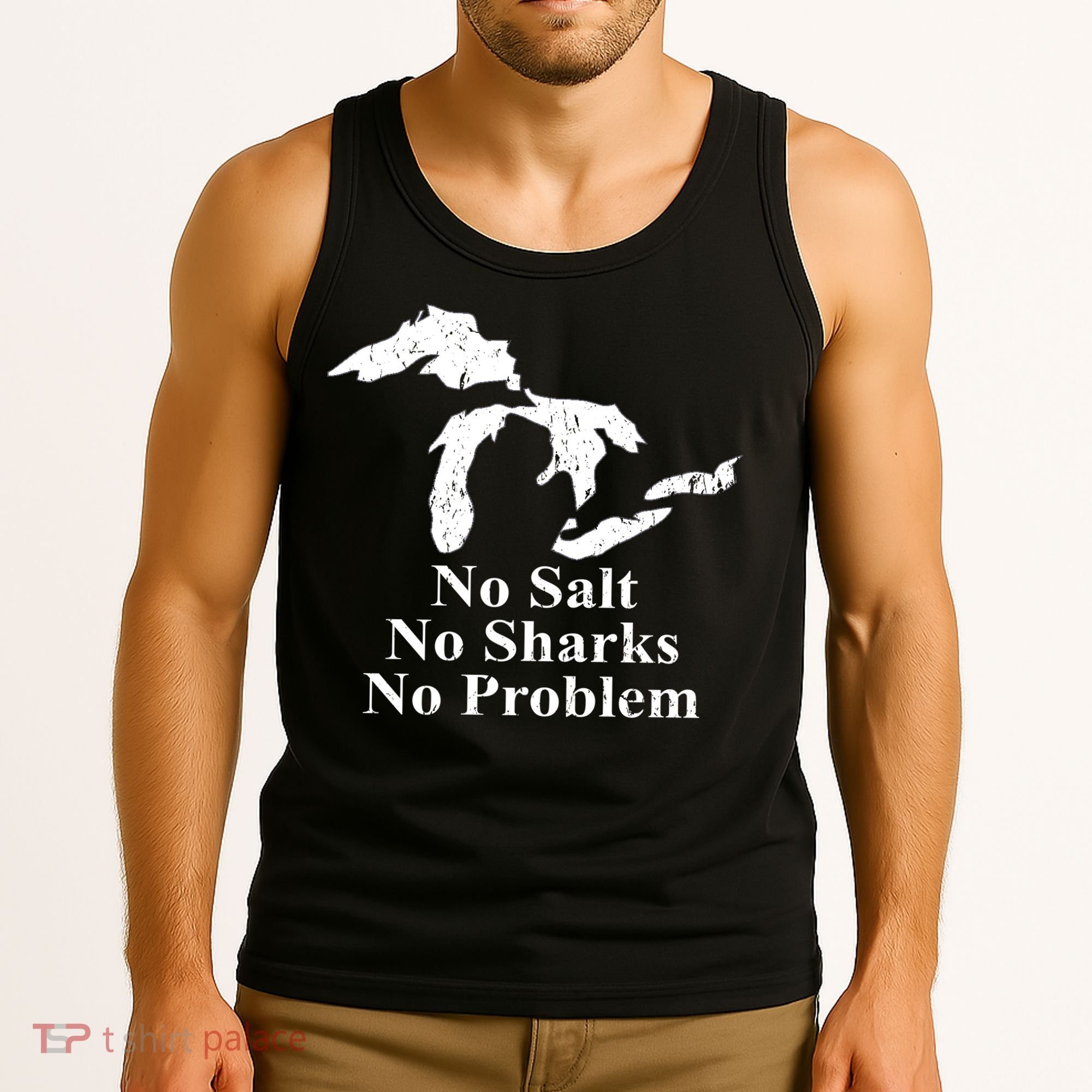 Michigan Great Lakes No Salt, No Sharks, No Problem Hoodie Tank Top