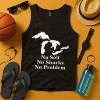 Michigan Great Lakes No Salt, No Sharks, No Problem Hoodie Tank Top thumb 4