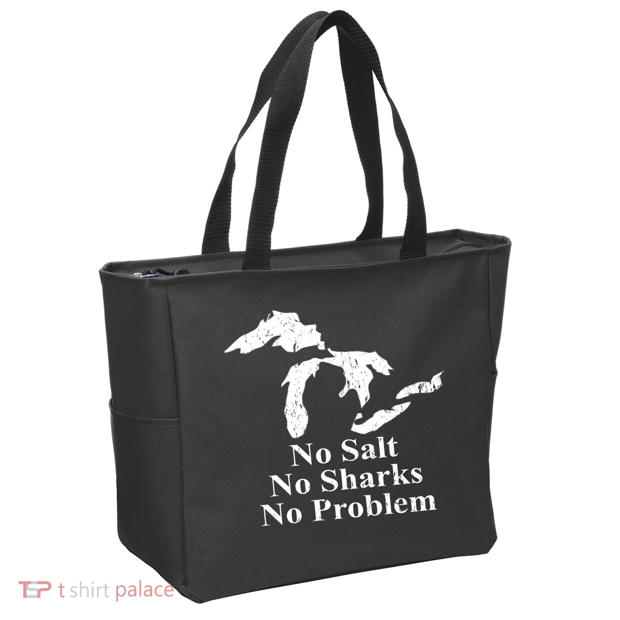 Michigan Great Lakes No Salt, No Sharks, No Problem Hoodie Tote Bag