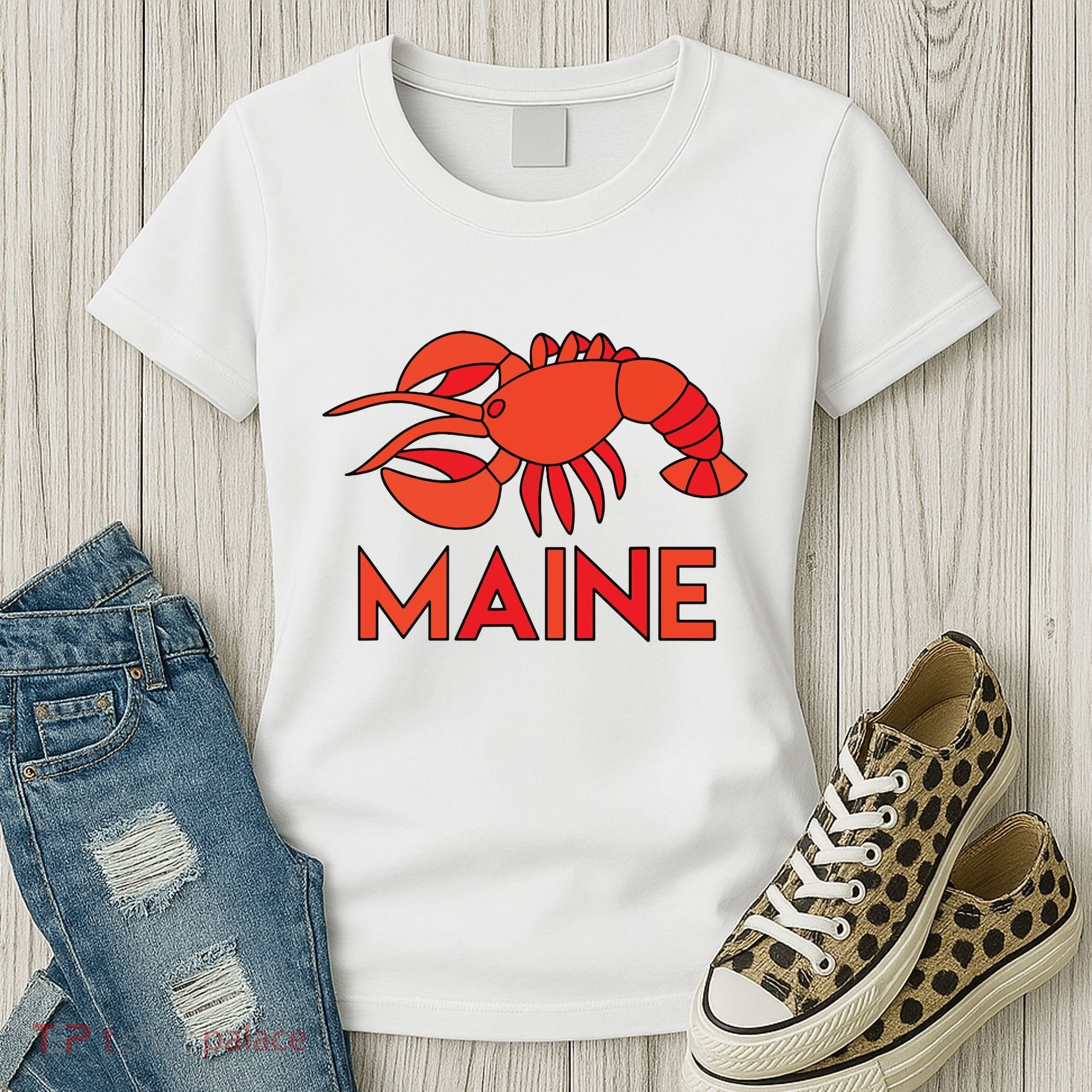 Maine Gift Lobster Stained Glass Lobster Women's T-Shirt