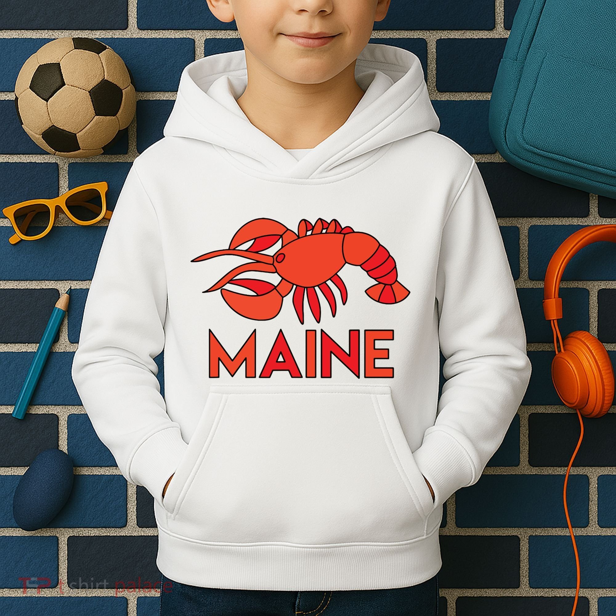 Maine Gift Lobster Stained Glass Lobster Kids Hoodie