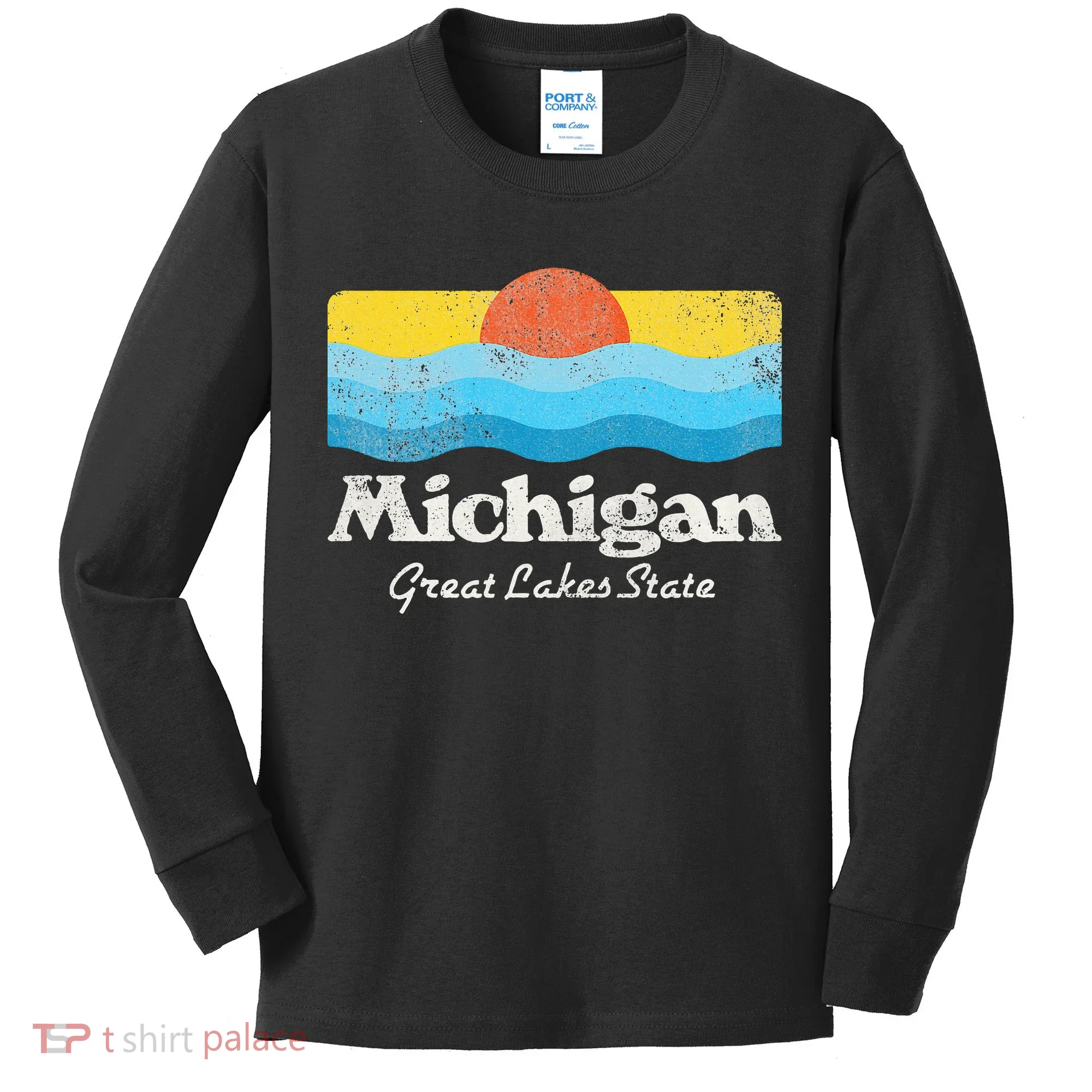 Michigan Great Lakes State Kids Long Sleeve Shirt