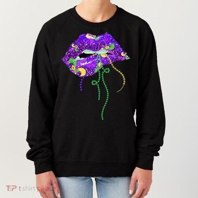 Mardi Gras Lip Beads Festive Women's Sweatshirt