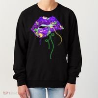 Mardi Gras Lip Beads Festive Women's Sweatshirt thumb 0