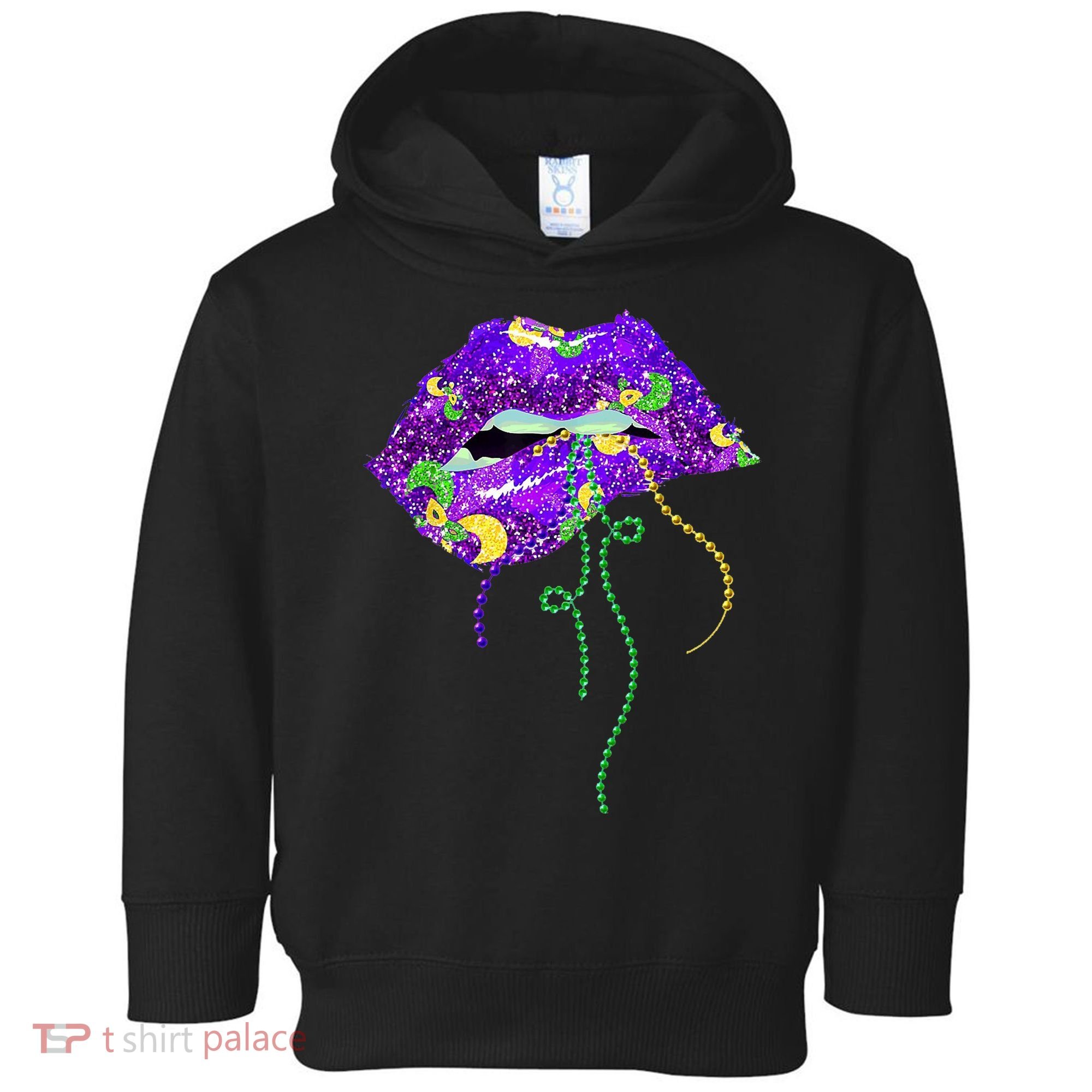 Mardi Gras Lip Beads Festive Toddler Hoodie