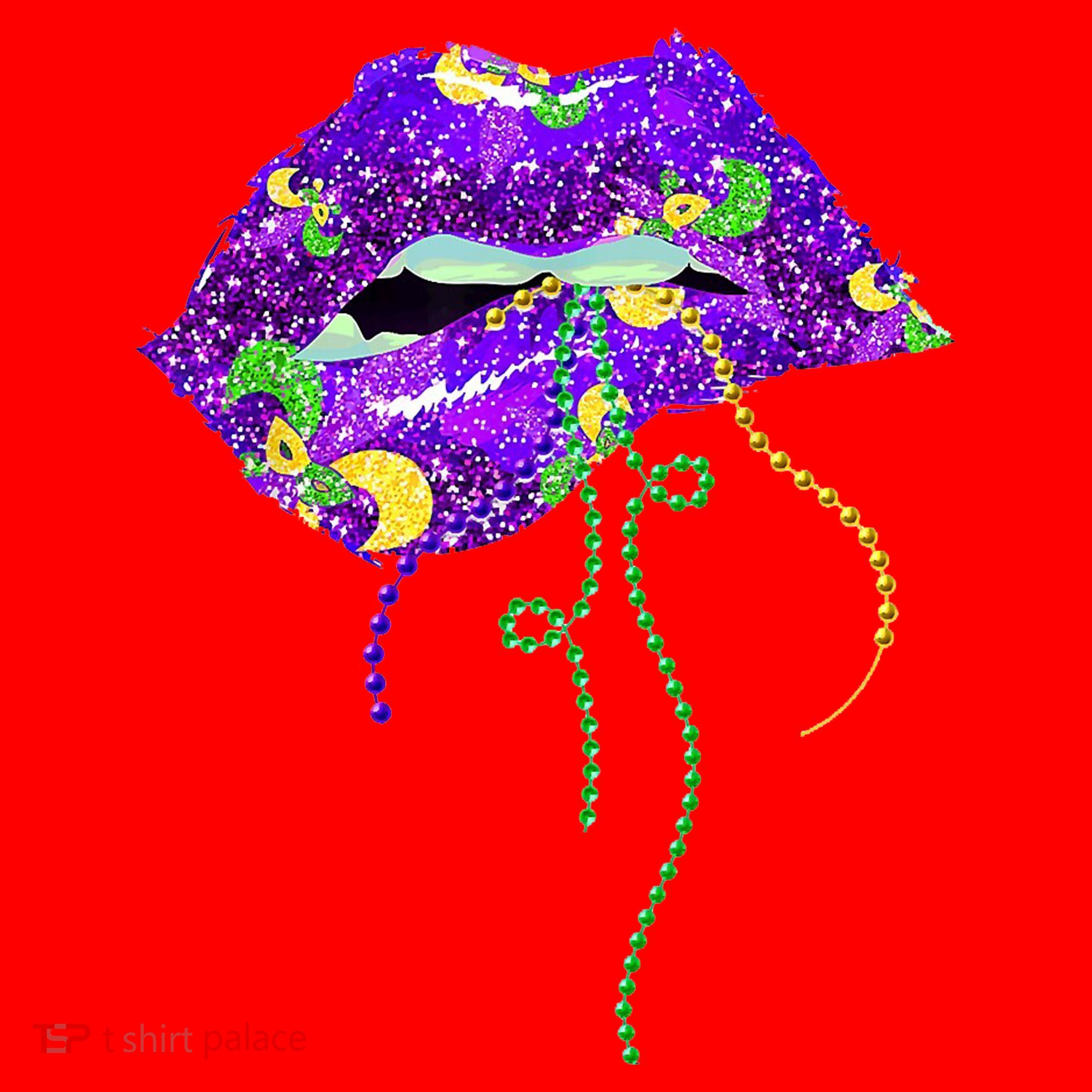 Mardi Gras Lip Beads Festive Santa Hat