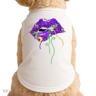 Mardi Gras Lip Beads Festive Doggie Tank