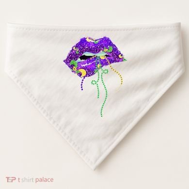 Mardi Gras Lip Beads Festive USA-Made Doggie Bandana
