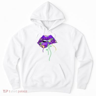Mardi Gras Lip Beads Festive Hoodie