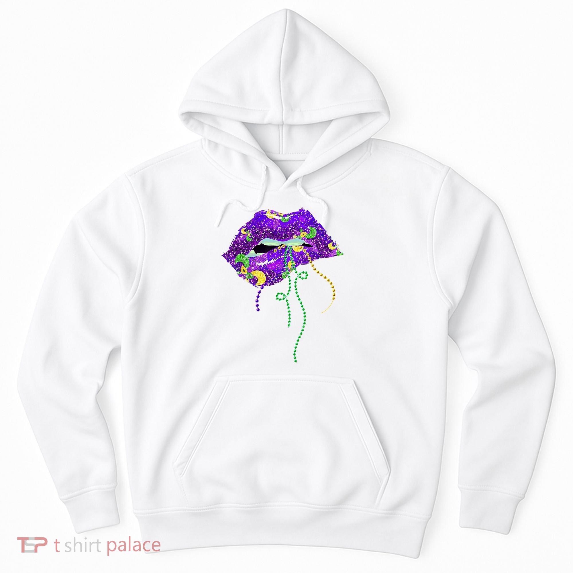 Mardi Gras Lip Beads Festive Hoodie