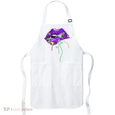 Mardi Gras Lip Beads Festive Apron