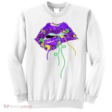 Mardi Gras Lip Beads Festive Sweatshirt