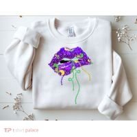 Mardi Gras Lip Beads Festive Sweatshirt thumb 2