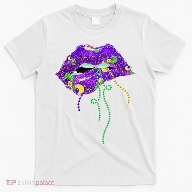 Mardi Gras Lip Beads Festive T-Shirt