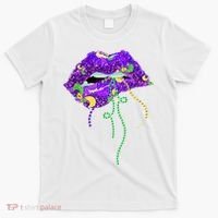 Mardi Gras Lip Beads Festive T-Shirt thumb 0