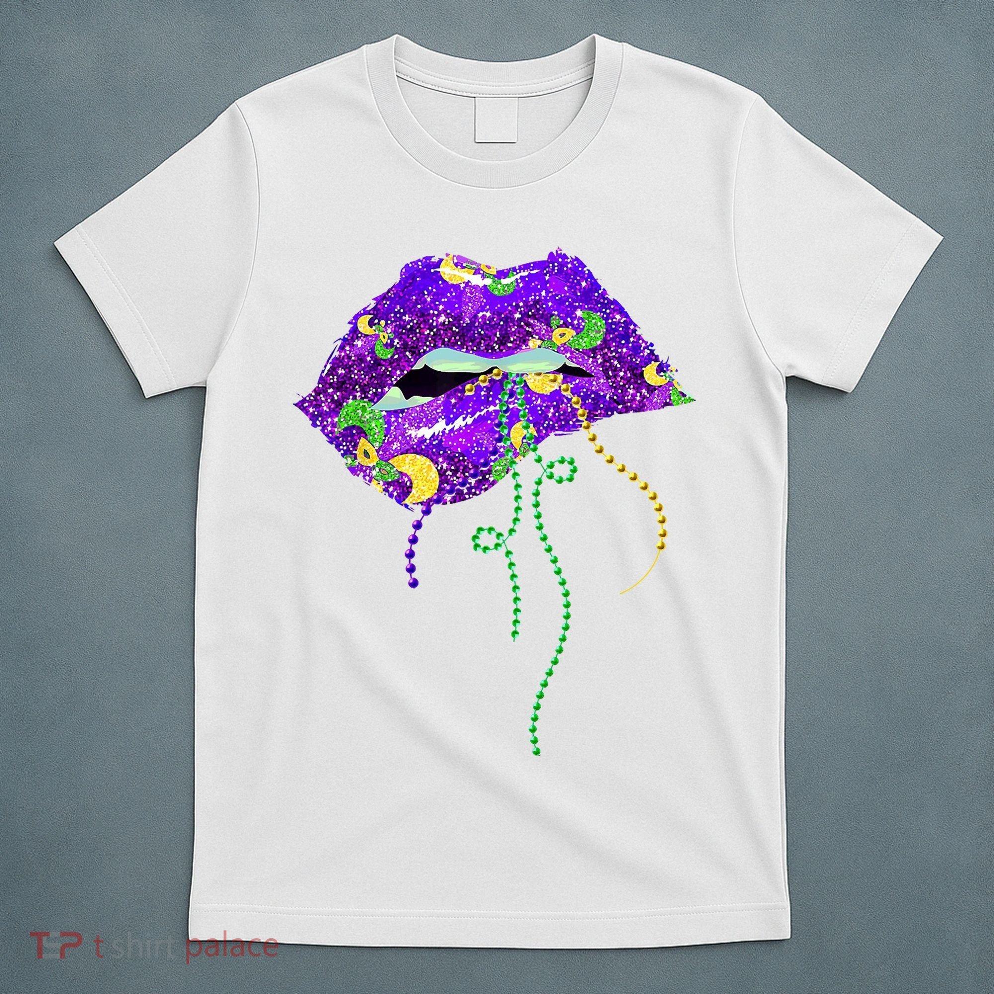 Mardi Gras Lip Beads Festive T-Shirt