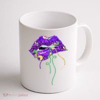 Mardi Gras Lip Beads Festive Coffee Mug thumb 1
