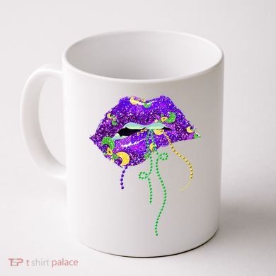Mardi Gras Lip Beads Festive Coffee Mug