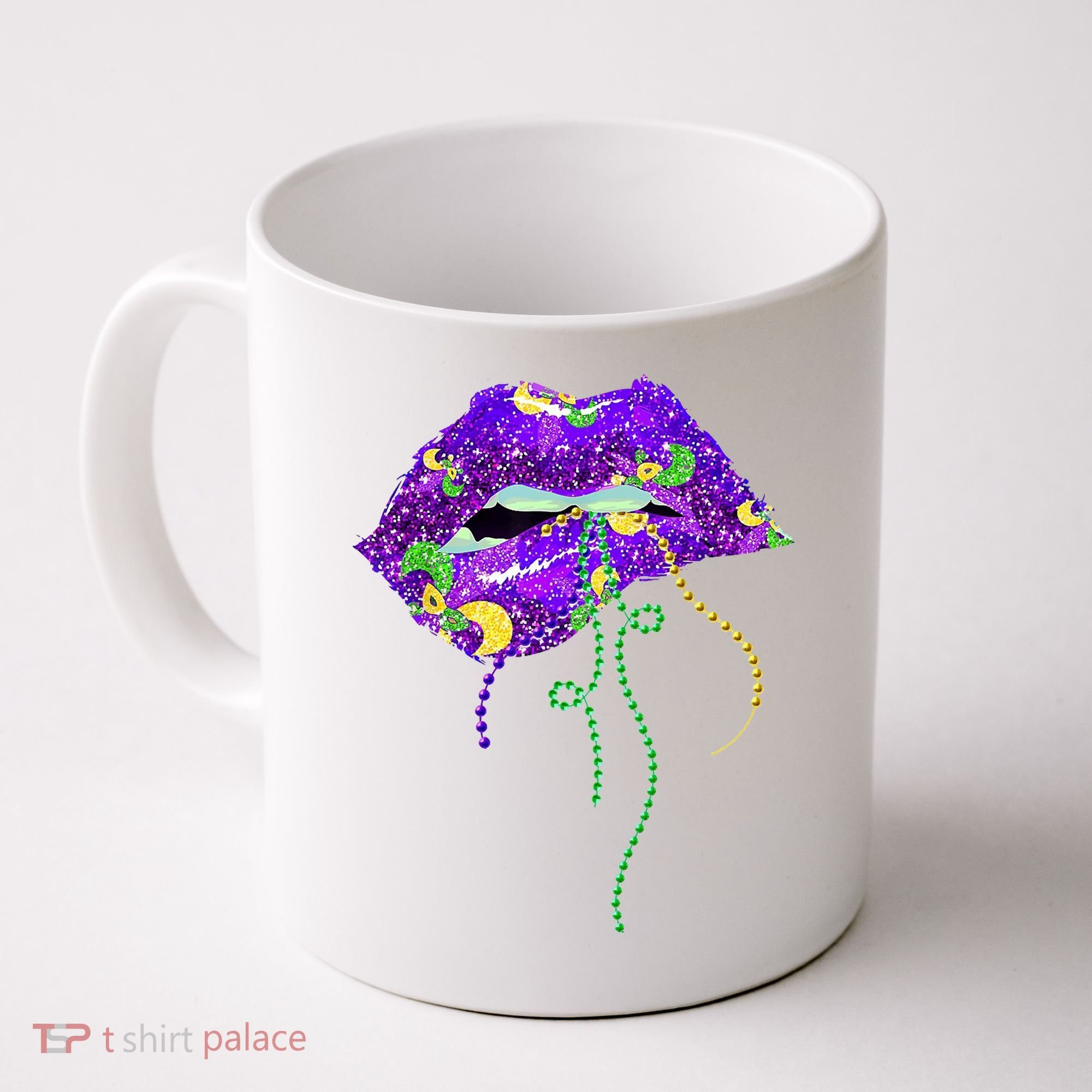 Mardi Gras Lip Beads Festive Coffee Mug