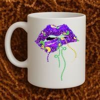 Mardi Gras Lip Beads Festive Coffee Mug thumb 2