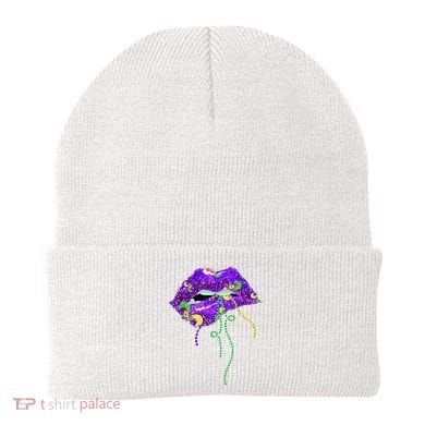 Mardi Gras Lip Beads Festive Beanie