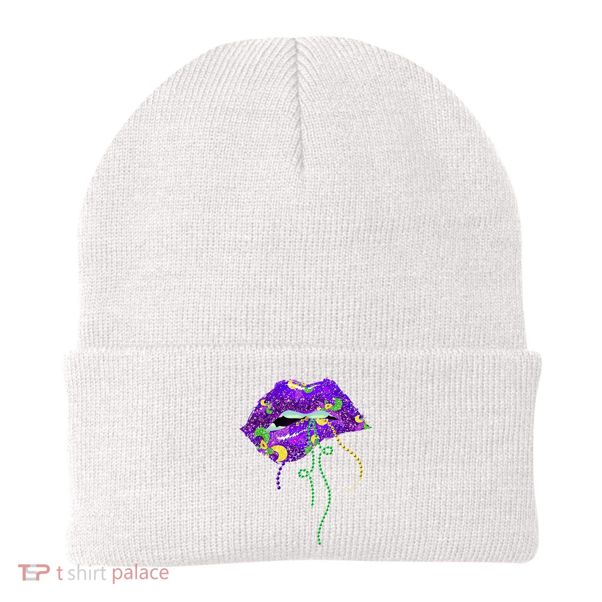 Mardi Gras Lip Beads Festive Beanie