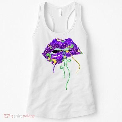 Mardi Gras Lip Beads Festive Women's Tank Top