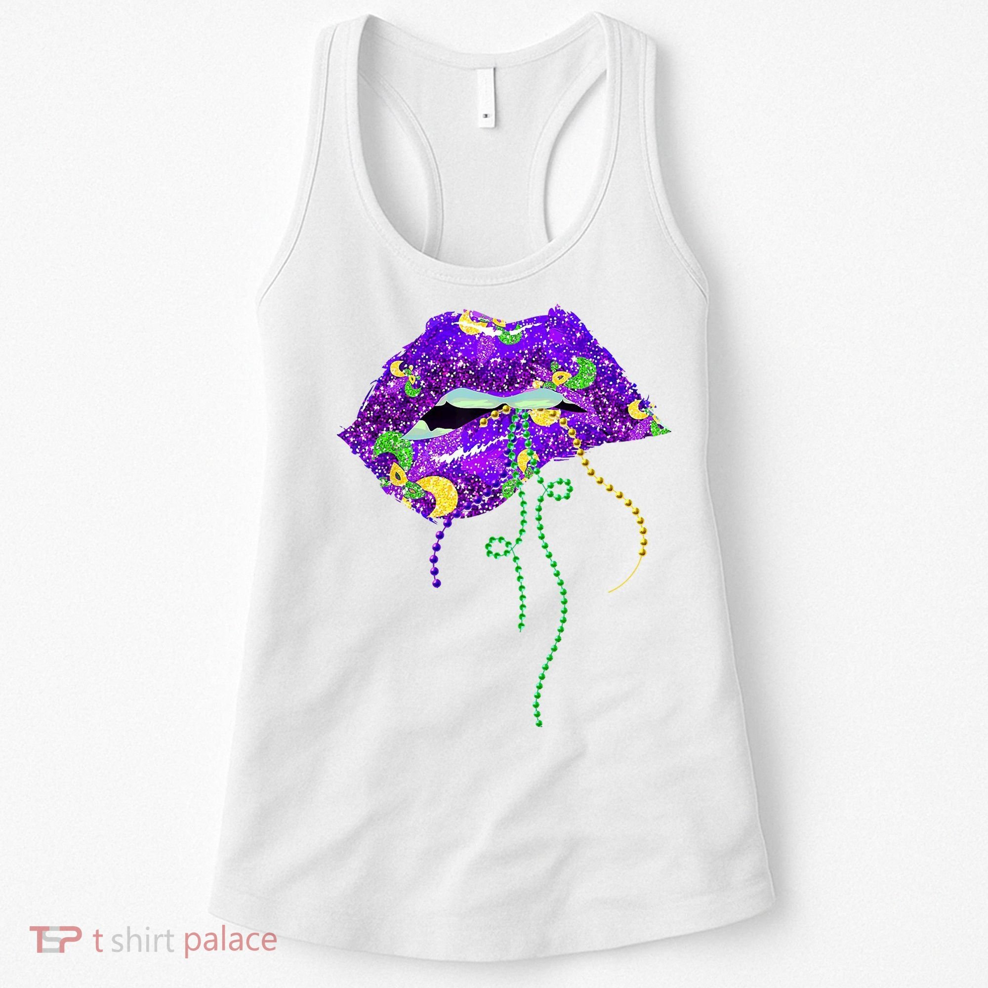 Mardi Gras Lip Beads Festive Women's Tank Top