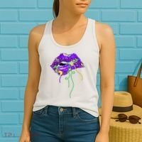 Mardi Gras Lip Beads Festive Women's Tank Top thumb 2