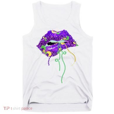 Mardi Gras Lip Beads Festive Tank Top